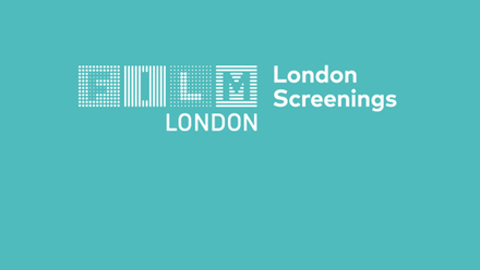 Film London logo in white with the words 'London Screenings' also in white to the right of it, on a light teal background.