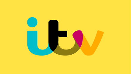 ITV logo on a bright yellow background.