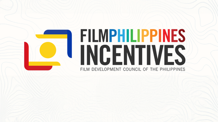 Colourful Film Philippines Incentives logo on a plain, off-white background with ordinance survey lines motif.