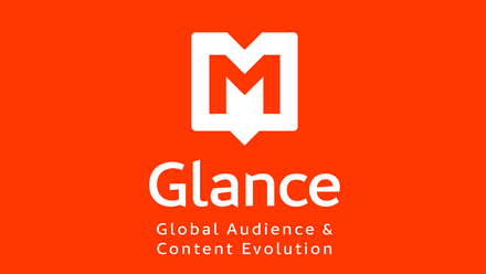 Glance logo in white, with the words Global Audience & Content Evolution, on a bright orange background. 