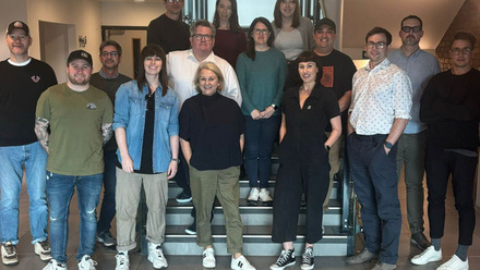 Group shot of the Future North East participants at a workshop in Darlington.